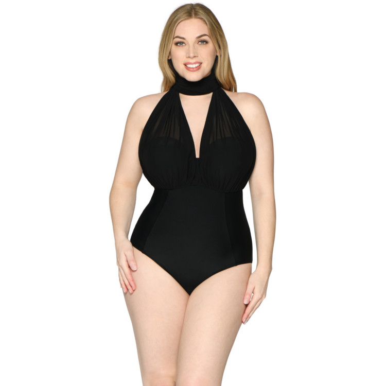 Plavky jednodílné CURVY KATE WRAPSODY SWIMSUIT BANDEAU BLACK