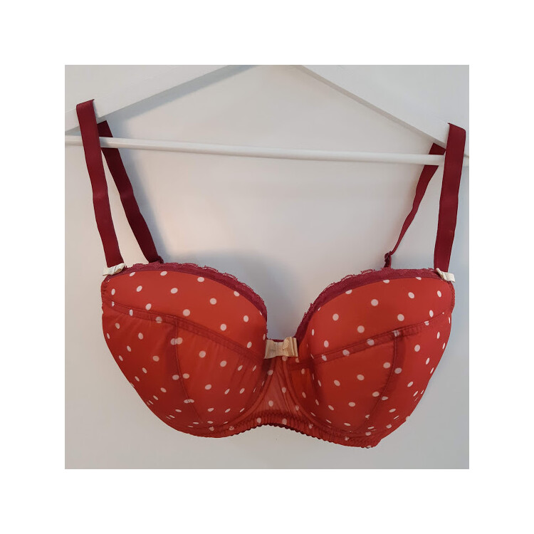 Podprsenka COMEXIM LUCIE PLUNGE RED POLKA DOT