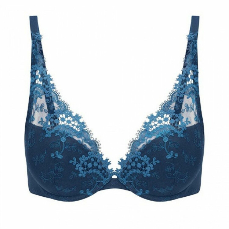 Podprsenka SIMONE PÉRÈLE WISH TRIANGLE PUSH UP BRA PETROL BLUE