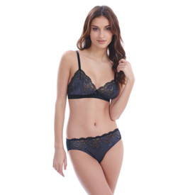 Braletka WACOAL LACE AFFAIR BRALETTE BLACK/GRAPHITE