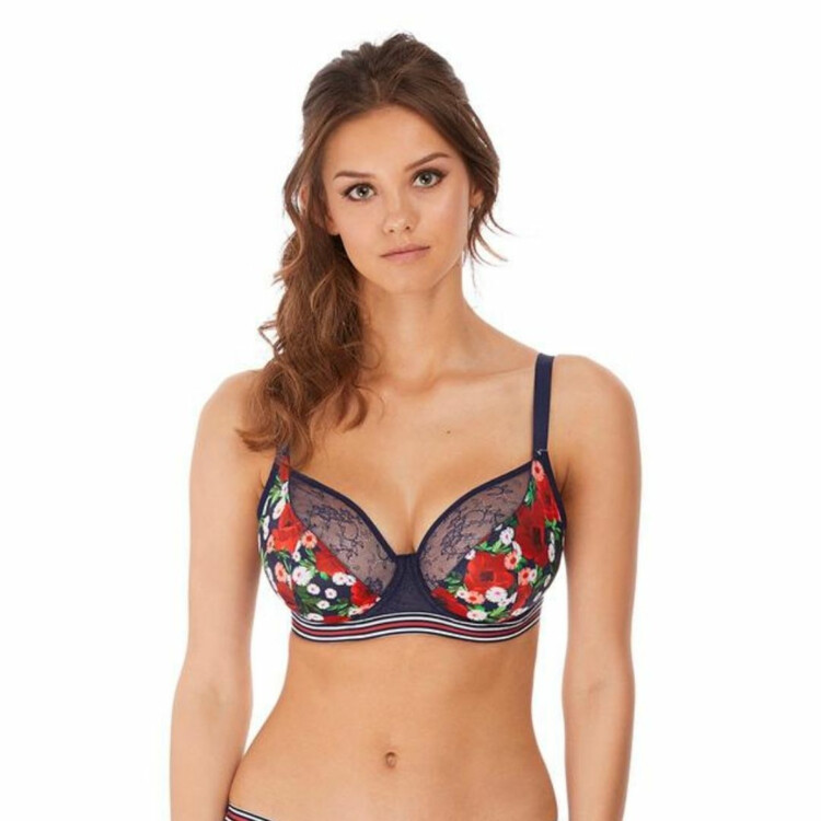 Podprsenka FREYA WILD UW PLUNGE BRA MIDNIGHT POPPY