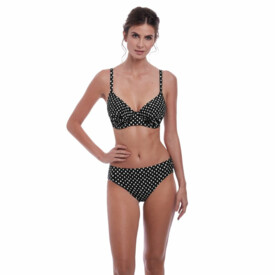 Plavky vrchní díl FANTASIE SWIM SANTA MONICA UW GATHERED FULL CUP BIKINI TOP BLACK & WHITE