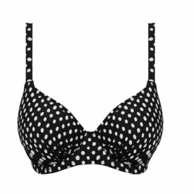 Plavky vrchní díl FANTASIE SWIM SANTA MONICA UW GATHERED FULL CUP BIKINI TOP BLACK & WHITE