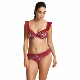 Plavky vrchní díl PANACHE SWIM MILA PADDED PLUNGE FRILL BIKINI BRICK RED