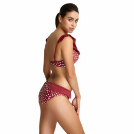 Plavky vrchní díl PANACHE SWIM MILA PADDED PLUNGE FRILL BIKINI BRICK RED