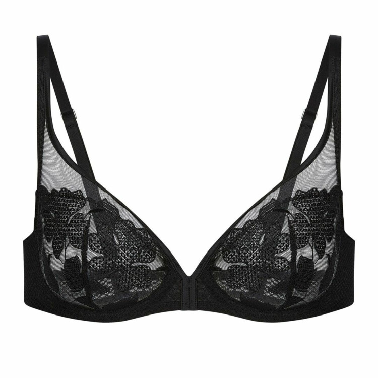 Černá krajková Podprsenka SIMONE PÉRÈLE DAHLIA PLUNGE FULL CUP BRA BLACK