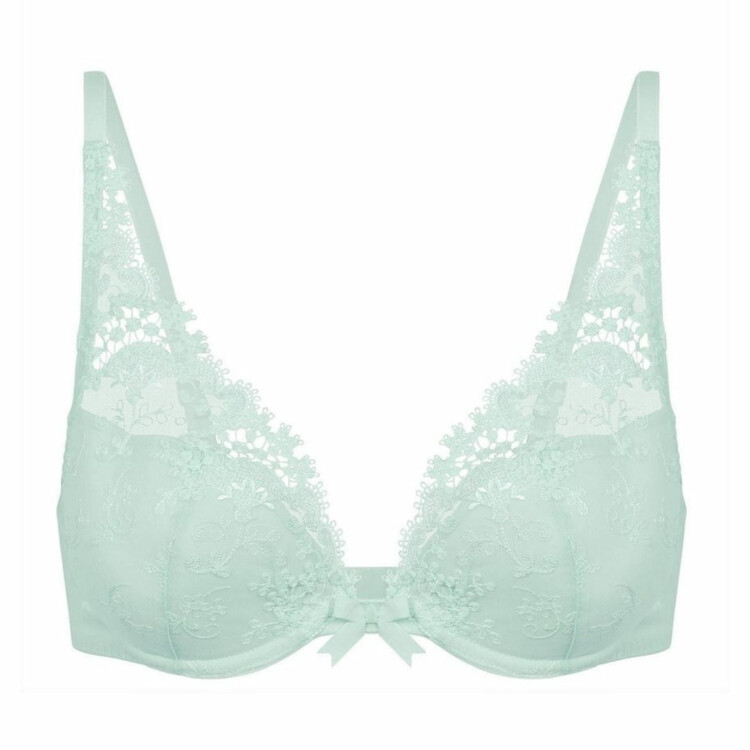 Zelinkavá krajková Podprsenka SIMONE PÉRÈLE WISH TRIANGLE PUSH UP BRA SEA GREEN