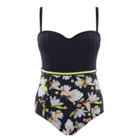 Plavky jednodílné PANACHE SWIM FLORENTINE BANDEAU SWIMSUIT NAVY FLORAL