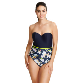 Plavky jednodílné PANACHE SWIM FLORENTINE BANDEAU SWIMSUIT NAVY FLORAL