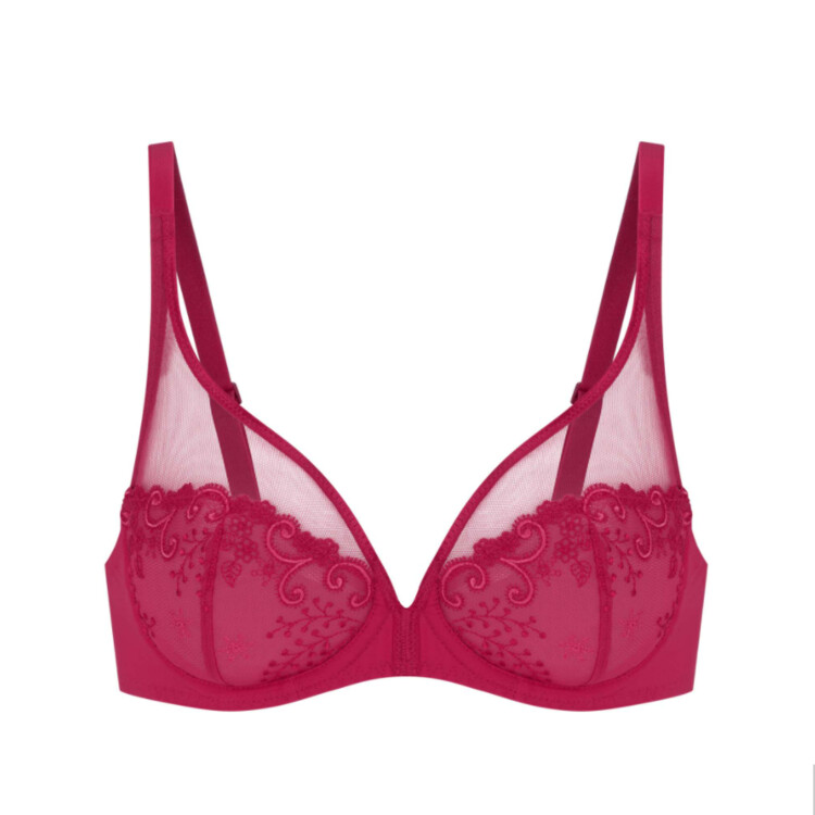 Podprsenka SIMONE PÉRÈLE DELICE PLUNGE FULL CUP BRA CRANBERRY