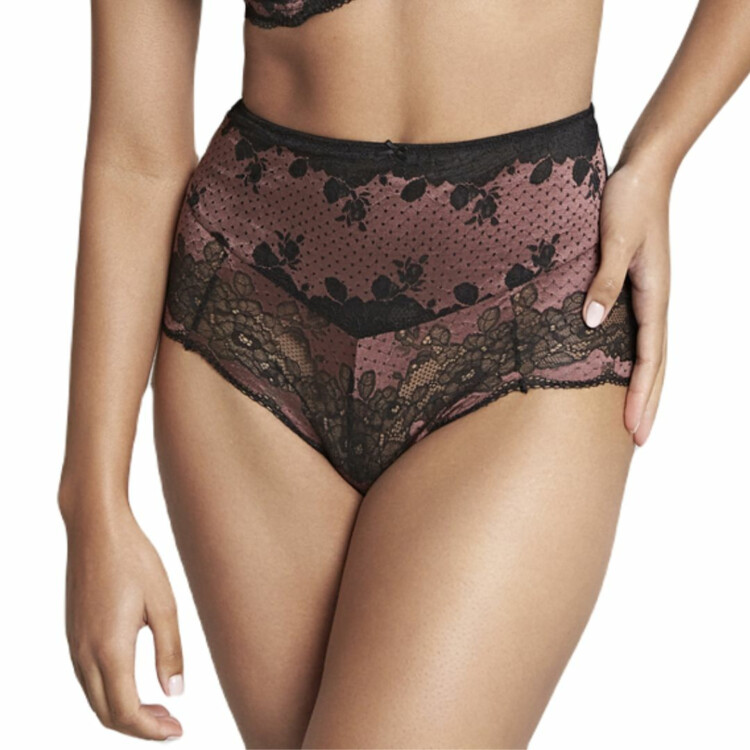 Kalhotky PANACHE CLARA HIGH WAIST BRIEF BLACK/FIG