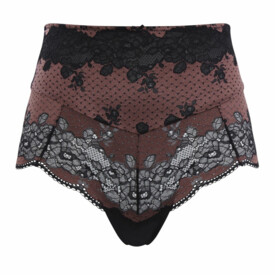 Kalhotky PANACHE CLARA HIGH WAIST BRIEF BLACK/FIG