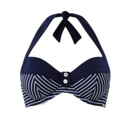 Plavky vrchní díl PANACHE SWIM BRITT HALTER BIKINI NAVY/WHITE