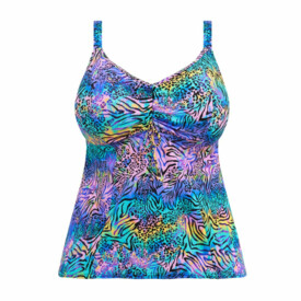 ES800761ZEA Plavky vrchní díl ELOMI SWIM ELECTRIC SAVANNAH NON WIRED MOULDED TANKINI TOP ZEBRA