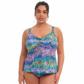 ES800761ZEA Plavky vrchní díl ELOMI SWIM ELECTRIC SAVANNAH NON WIRED MOULDED TANKINI TOP ZEBRA