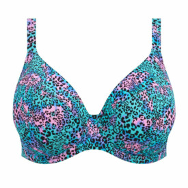 ES800702LED Plavky vrrchní díl ELOMI SWIM ELECTRIC SAVANNAH UW PLUNGE BIKINI TOP LEOPARD