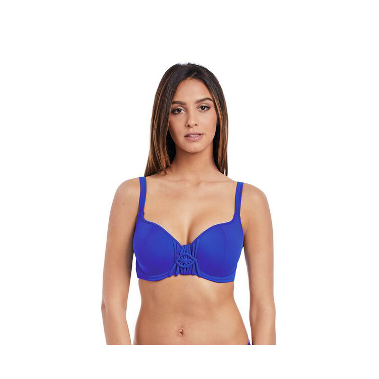 Plavky vrchní díl FREYA SWIM MACRAME UNDERWIRED PADDED SWEETHEART BIKINI TOP COBALT