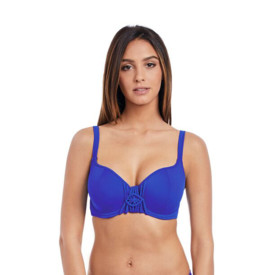 Plavky vrchní díl FREYA SWIM MACRAME UNDERWIRED PADDED SWEETHEART BIKINI TOP COBALT