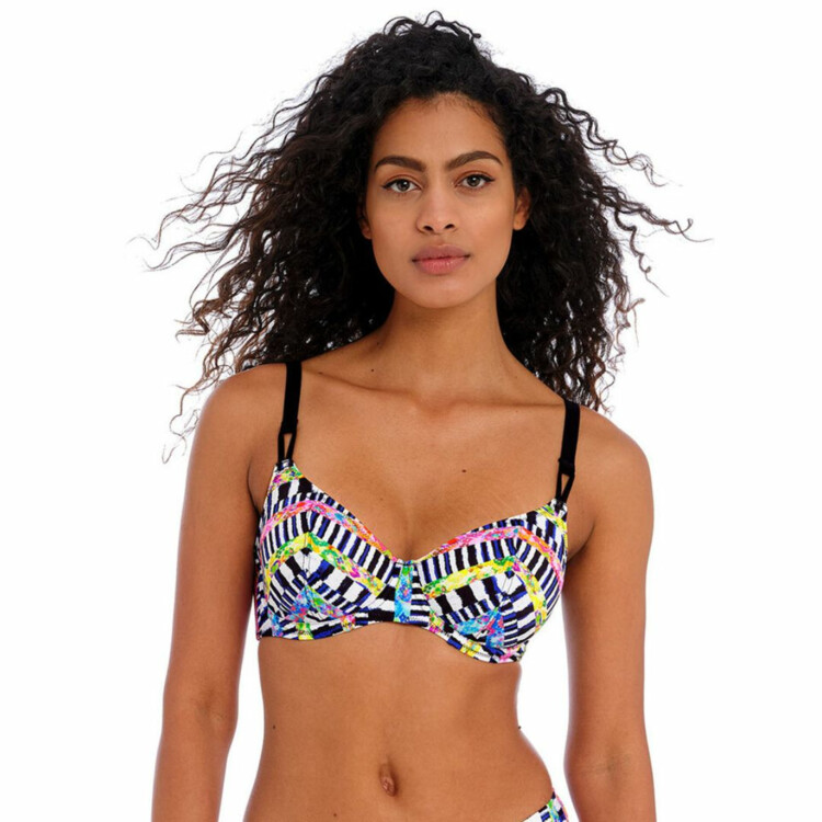 AS204202MUI Plavky vrchní díl FREYA SWIM ELECTRO RAVE UW PLUNGE BIKINI TOP MULTI