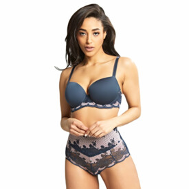 PA7254NAL Kalhotky PANACHE CLARA HIGH WAIST BRIEF NAVY PEARL