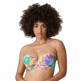 PD4010717BBM Plavky vrchní díl Prima Donna Swim Sazan Padded Strapless Bikini Top Blue Bloom