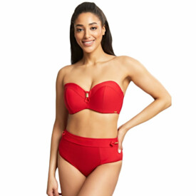 SW1595CRN Plavky spodní díl PANACHE SWIM MARIANNA HIGH WAIST PANT CRIMSON