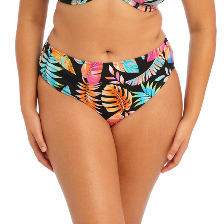 ES801572BLK Plavky spodní díl ELOMI SWIM TROPICAL FALLS MID RISE BIKINI BRIEF BLACK