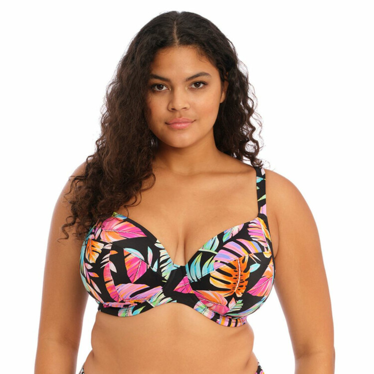 ES801502BLK Plavky vrchní díl ELOMI SWIM TROPICAL FALLS UW PLUNGE BIKINI TOP BLACK