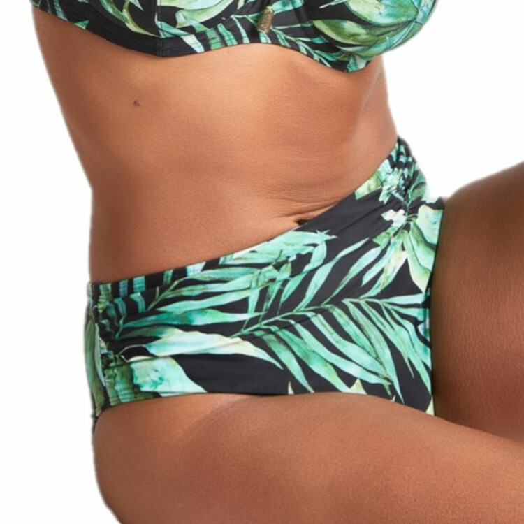 SW1646PPT Plavky spodní díl PANACHE SWIM BALI MIDI BRIEF GATHER PALM PRINT