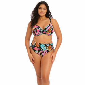 ES801573BLK Plavky spodní díl ELOMI SWIM TROPICAL FALLS ADJUSTABLE BIKINI BRIEF BLACK