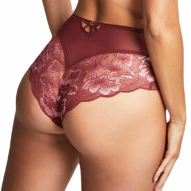 PA10634RRE Kalhotky PANACHE SABRINA HIGH WAIST BRAZILIAN PANT RED ROSE