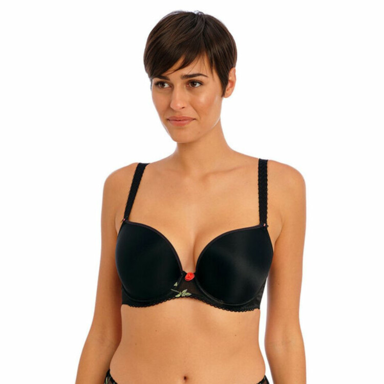 AA402431BLK Podprsenka FREYA ROSE BLOSSOM UW MOULDED PLUNGE T-SHIRT BRA BLACK