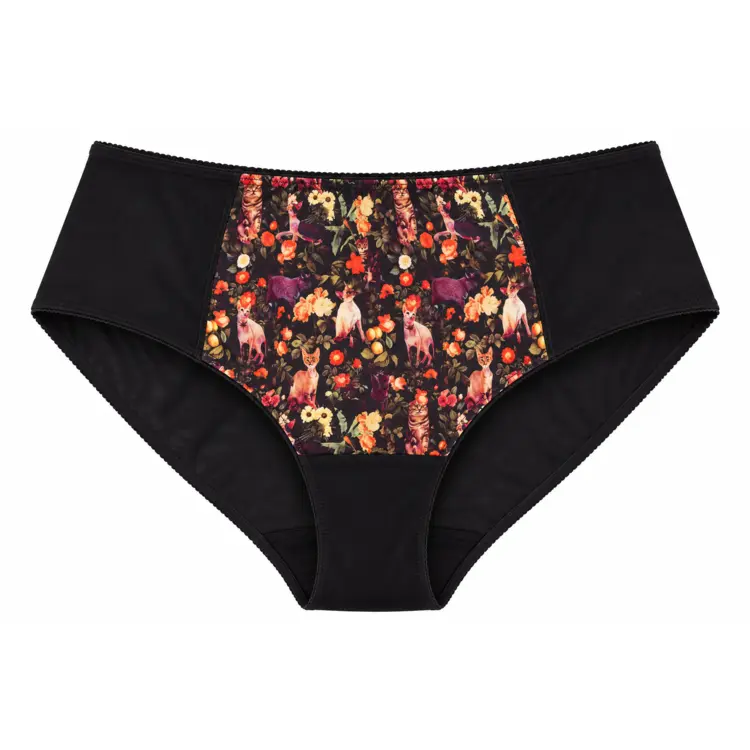 CX00825OBK Kalhotky COMEXIM CRAZY CAT BRIEF ORANGE BLACK