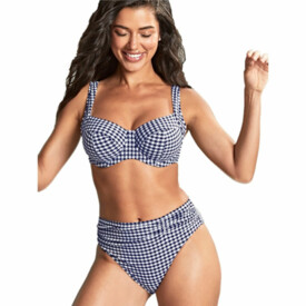 SW1722NGM Plavky vrchní díl PANACHE SWIM OLIVIA FULL CUP BIKINI NAVY GINGHAM