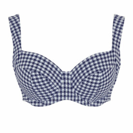 SW1722NGM Plavky vrchní díl PANACHE SWIM OLIVIA FULL CUP BIKINI NAVY GINGHAM