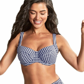 SW1722NGM Plavky vrchní díl PANACHE SWIM OLIVIA FULL CUP BIKINI NAVY GINGHAM