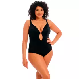 ES7280BLK_ELOMI SWIM PLAIN SAILING NON WIRED PLUNGE SWIMSUIT BLACK