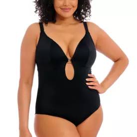 ES7280BLK_ELOMI SWIM PLAIN SAILING NON WIRED PLUNGE SWIMSUIT BLACK