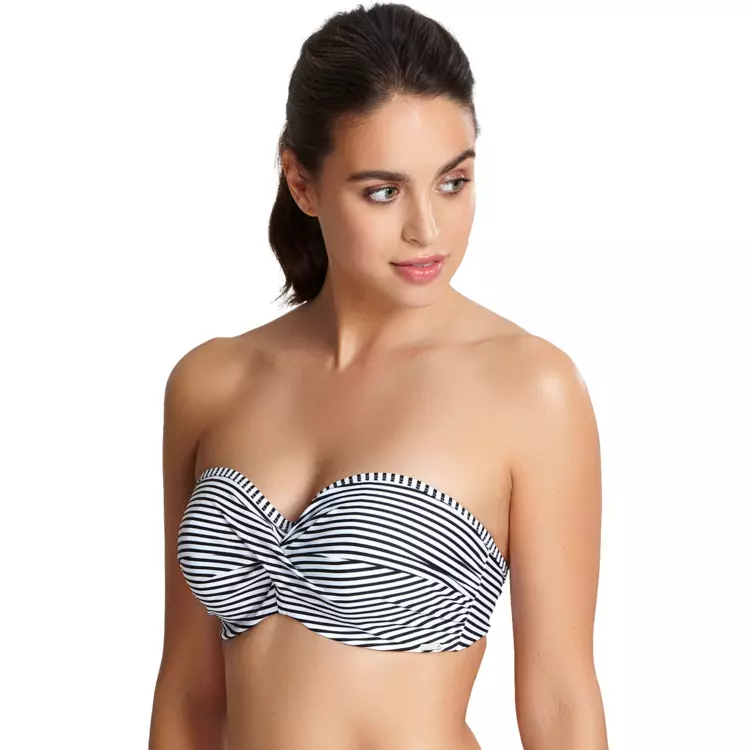 SW0893BWE_Plavky vrchní díl PANACHE SWIM ANYA STRIPE TWIST BANDEAU BIKINI BLACK/WHITE