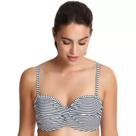 SW0893BWE_Plavky vrchní díl PANACHE SWIM ANYA STRIPE TWIST BANDEAU BIKINI BLACK/WHITE