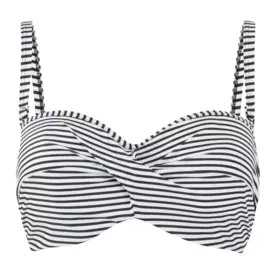 SW0893BWE_Plavky vrchní díl PANACHE SWIM ANYA STRIPE TWIST BANDEAU BIKINI BLACK/WHITE