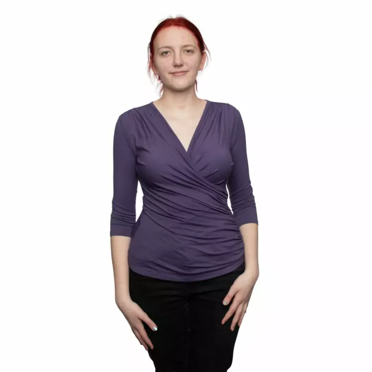 URBL-940-FIO7-MPM Tričko URKYE KOPERTÓWKA 3/4 RUKÁV MUTED PLUM