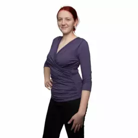 URBL-940-FIO7-MPM Tričko URKYE KOPERTÓWKA 3/4 RUKÁV MUTED PLUM