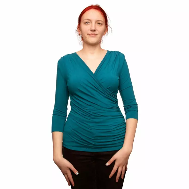 URBL-940-TUR-PEL Tričko URKYE KOPERTÓWKA 3/4 RUKÁV PETROL