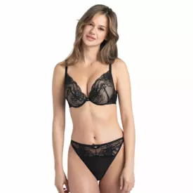 SAMYSTA479BLK_SAMANTA MYSTERY A479 PLUNGE MOULDED SUPER PUSH UP BRA BLACK