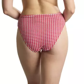 SW1729RGM_PANACHE SWIM GINGHAM MIDI GATHER BRIEF RED GINGHAM