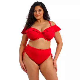 ES7282LAA_ELOMI SWIM PLAIN SAILING UW PLUNGE BIKINI TOP LAVA