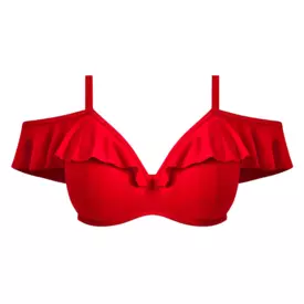 ES7282LAA_ELOMI SWIM PLAIN SAILING UW PLUNGE BIKINI TOP LAVA