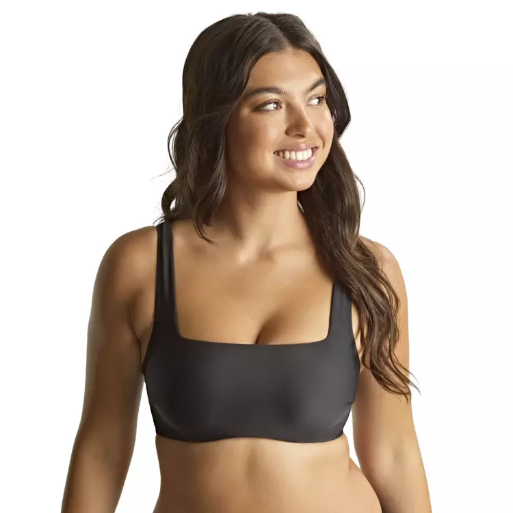 SW1862bBLK_PANACHE SWIM SIGNATURE GINA SQUARE NECK CROP TOP BLACK