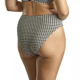 SW1729BGM_PANACHE SWIM GINGHAM MIDI GATHER BRIEF BLACK GINGHAM